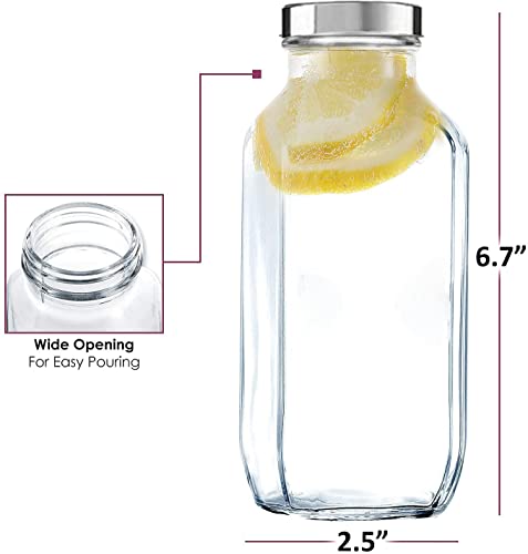 Image of Glass Water Bottle 1000ml Pack of 3, Borosilicate Square Glass Bottle with Stainless Steel Leakproof Lid, BPA Free Reusable Wide Mouth Glass Juice Bottle for Water, Smoothies, Gym & Kitchen