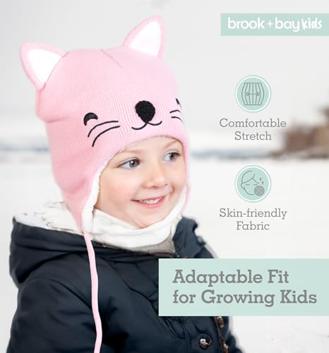 Brook + Bay Sherpa Fleece Beanie, Winter Hat with Animal Ears for Boys & Girls, Unisex-Kids4