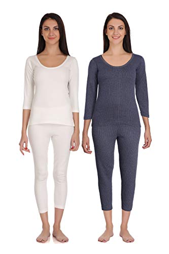 Image of Selfcare Women Poly Cotton Thermal Top and Pyjama Set (Pack of 2 Set)