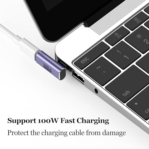 Image of Tobfit USB C Adapter 40Gbps(2 Pack), USB-C Male to Female Adapter 4.0 Type C Data Transfer Connector Compatible for Samsung, MacBook and More Type-C Device-Positive Vertical Bend
