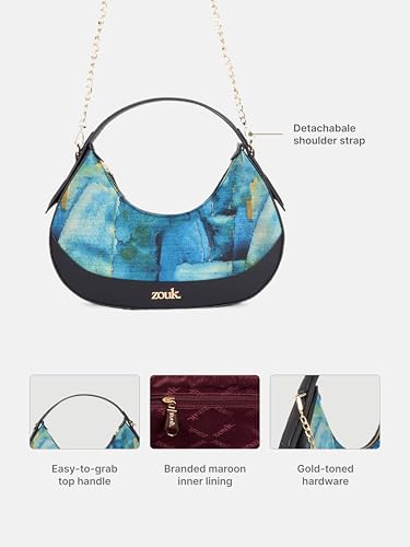 Image of ZOUK Women's Vanya Baguette | Crossbody Vegan Leather Sling Bag | Detachable Strap