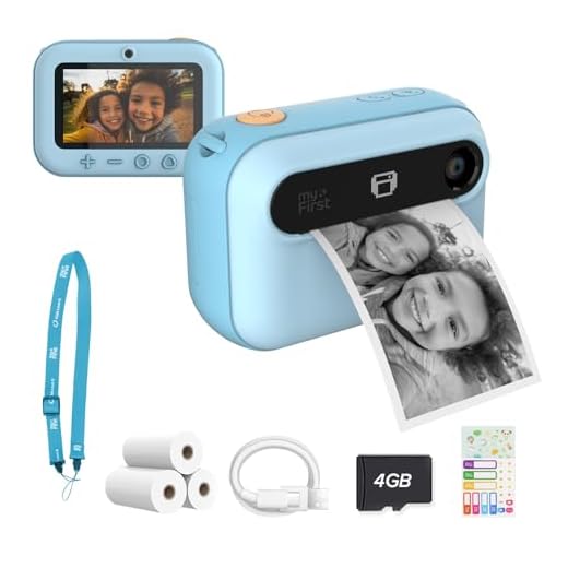 Nieuwe myFirst Camera Insta 20 - Instant Print Digitale Camera voor Kinderen met 16MP Foto's 1080P, Verjaardagscadeau voor Kinderen 4-12, Selfie Lens, Onbeperkt afdrukken, Micro SD-kaart (blauw)