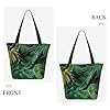 bvxcdd Banana Leaf Print Large Tote Bag, Reusable Aesthetic Tote Bag Shopping Bag Shoulder Handbags with Zipper and Inner Pocket for Women, Cute, Gym, Work, Travel #4
