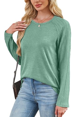 Image of OFEEFAN Long Sleeve Shirts for Womens Fall Fashion 2026 Crewneck Oversized Sweatshirt Tunic Tops to Wear with Leggings
