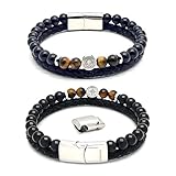 arana's® - Pulsera Medalla Cruz San Benito - Turmalina negra y cuero...