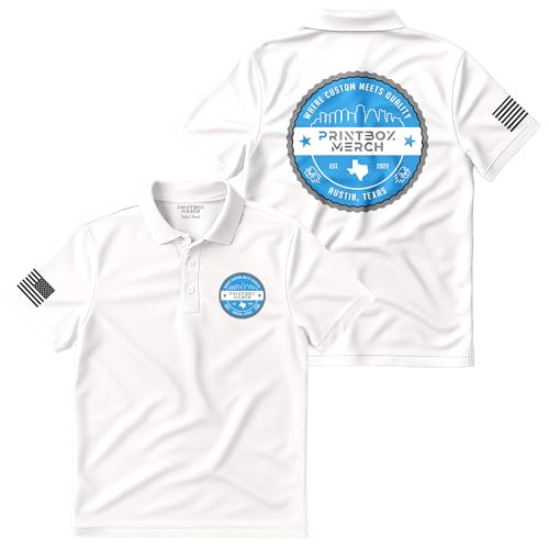 Custom Golf Polo Shirt for Men, Customized Polo Shirts, Short Sleeve Collared Mens Apparel White