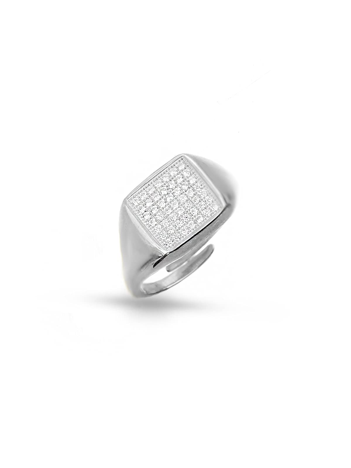 Anello Chevalier da Mignolo in Argento 925% Regolabile Quadrato Zirconato - Anello con Zirconi Donna e Ragazza