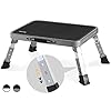 Double Elite 3 Levels Adjustable Folding Step Stool Safer Metal Step Stools for KidsAdultsElderly Kitchen RV Step Stool Heavy Duty Small Stepping Stool Bed BathroomFoldable Foot Stool under Desk