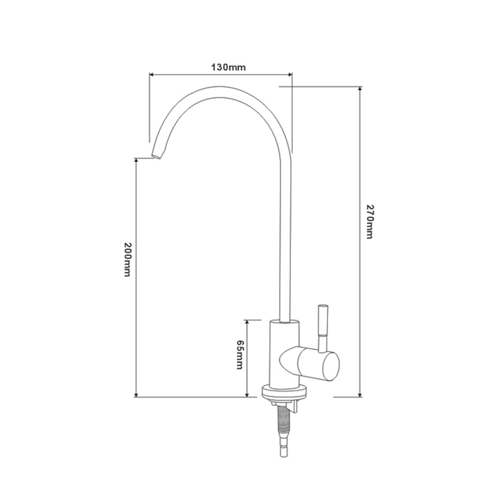 Rubinetto Depuratore Acqua Nero - Singolo Per Cucina, Collo Di Cigno, Acciaio Inox