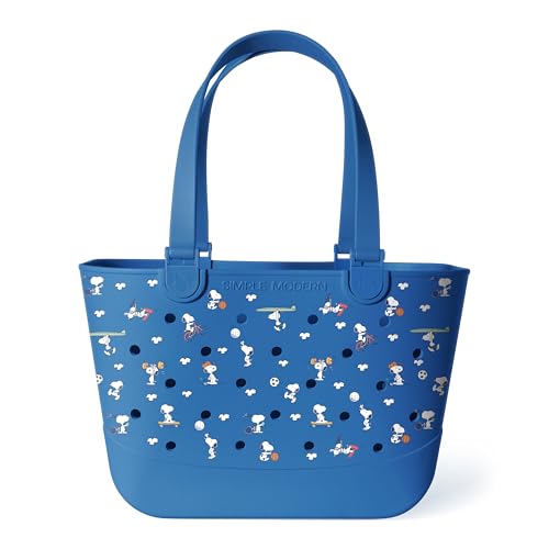 Simple Modern Peanuts Large Beach Bag | Waterproof Getaway Rubber Tote with Zipper Pocket for Travel Pool Boat Groceries Sports | Snoopy Sports