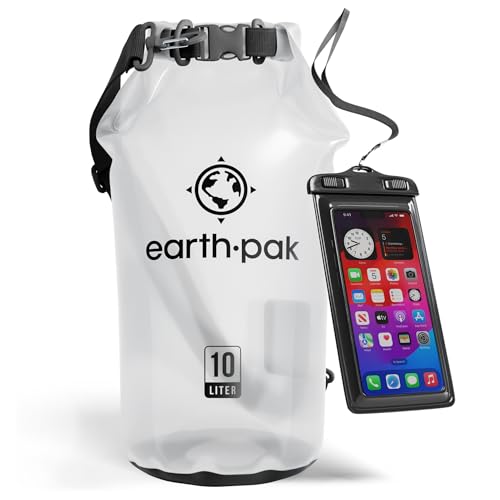 Image of Earth Pak Waterproof Dry Bag - Roll Top Waterproof Backpack Sack Keeps Gear Dry for Kayak with Waterproof Phone Case