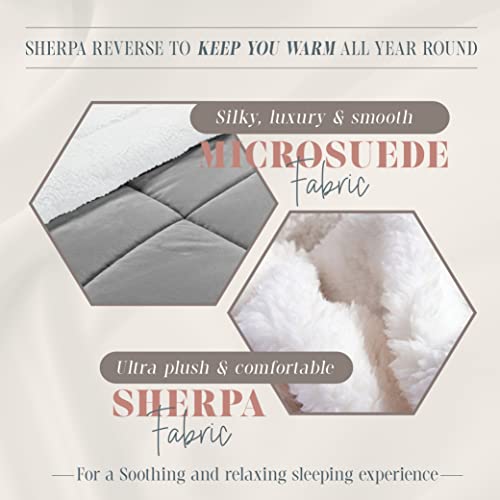 Elegant Comfort Super Soft Sherpa Comforter 3-Piece Set Premium Quality, Heavy Weight Reversible Down Alternative Micro-Suede, Sherpa Comforter, Cal King, Silver Gray #TOP6