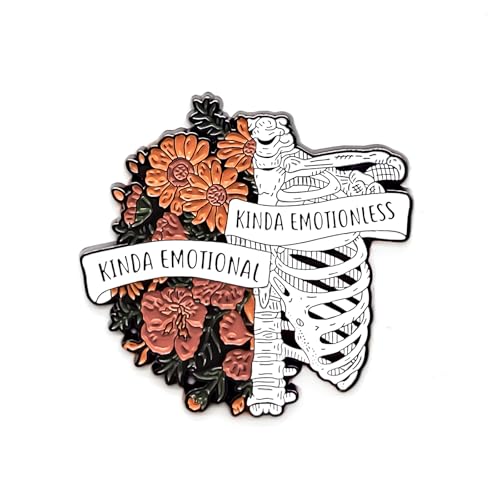 Image of Kinda Emotional, Kinda Emotionless Enamel Pin - Gothic Series | Premium Enamel Pin - Statement Lapel Pin - Plated Badge for Clothing, Bags, Hats, Jackets, and Lanyards