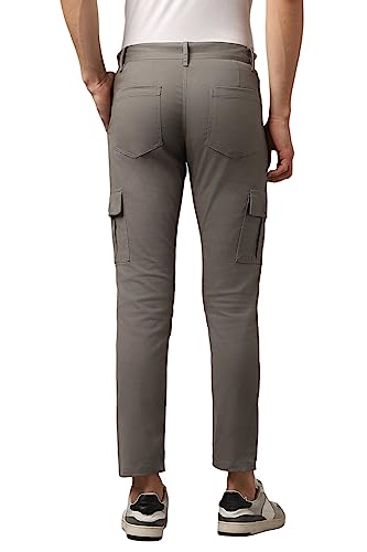 Image of Hubberholme Men's Regular Fit Cotton Trousers with Patch Pockets, Ankle Length Button Closure Cargo Chinos