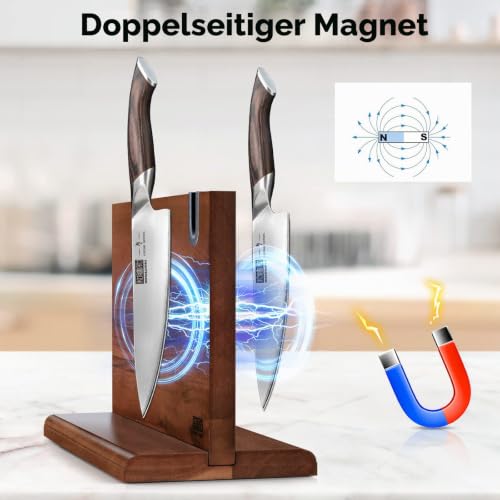 HOSHANHO Messerblock Magnetisch mit Schärfer, Magnetischer Messerhalter – Ansicht 2