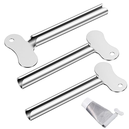 3 Stück Tubenquetscher Edelstahl Tubenausdrücker Tubendreher Tube Squeezer Silber Tube Squeezer Zahnpasta Quetscher Tubenaufroller Für Alle Tuben Zahnpasta Haargel Handcreme Kosmetik