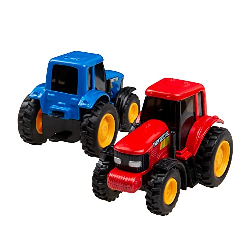 PMT Holdings Playmaker Toys 4 Pack Toy Tractors, Pull-Back Tractors Comes with 1 Blue, 1 Green, 1 Orange, 1 Red (4 Tractors) 9665D 0 - Thumbnail 6
