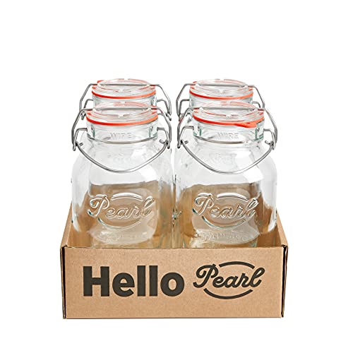 Mason Jar Mariposa Bügelverschluss - 500ml HELLO PEARL 4er Set Cover