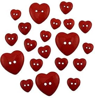 Buttons Galore Craft & Sewing Buttons - Red Hearts - 3 Packs (45 Buttons)