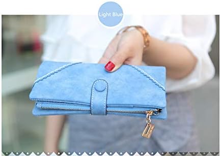 Miniatura 4 de Cartera de cuero vegano para mujer, bolso de mano plegable de gran capacidad, organizador de tarjetas, con hebilla, bolso largo para niñas, color