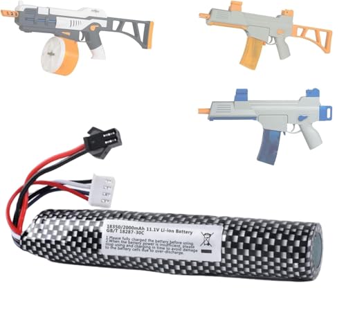 2 Pack Gel Ball Blaster Battery 11.1V 2000mAh Lipo Splat Orby Ball Gun Accessories, Airsoft Gun to SM-2P Plug Charger Cable, Compatible with Orby Gun, RC Car Boat, Foam Flying Toy for Ages 14+ - Thumbnail 2