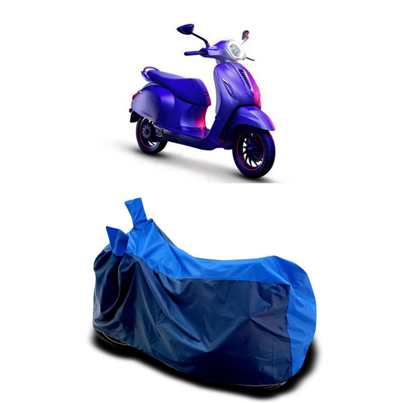 Image of DUFFEL-Two Wheeler Bike Body Cover Compatible for Bajaj Chetak Bs6 Heat Protectio /UV-Rays /Birds Dropping /DustProof /Waterproof All Variants [Nevay Blue]