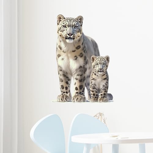 Vinilo Decorativo Leopardo de Nieve con Cría miniatura 2