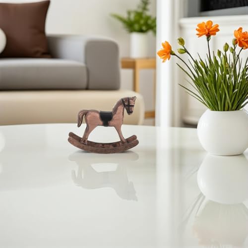MOBUTOFU 木製の馬の卓上彫刻 ベージュ色の北欧ヴィンテージデザイン 手作業磨かれた多用途の馬のコレクション用装飾品 カジュアルな集まりやバーのカウンターに最適 [5]