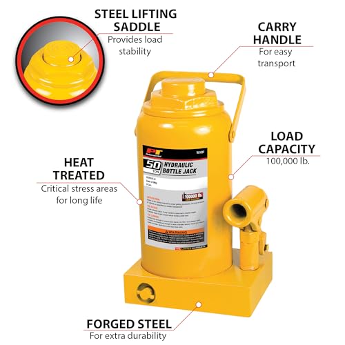 Image of Performance Tool W1637 50 Ton Heavy Duty Hydraulic Bottle Jack