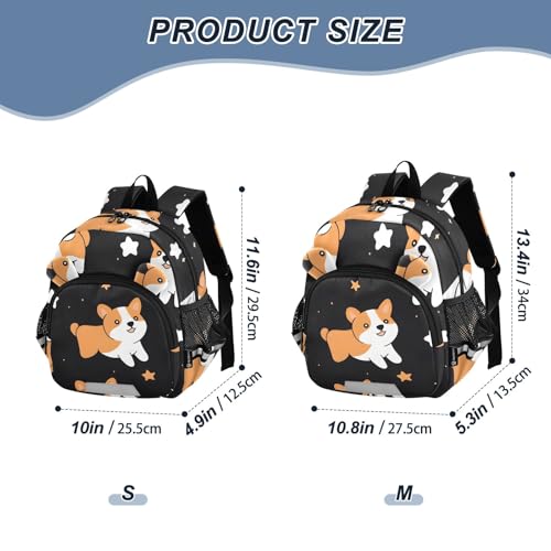 Kid's Backpack for Boys & Girls Toddler Bag Corgis Star Black Backpack with Safety Leash2