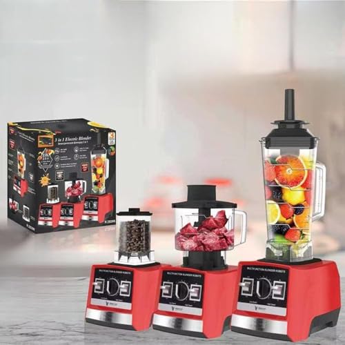 Procesador De Alimentos, Licuadora 3 En 1, Con Licuadora De 11 Tazas, Picadora De Carne De 8 Tazas Y Taza De Molienda De 2,7 Tazas, Picadora Eléctrica De 400 W Para Exprimir, Picar Y Moler,Red