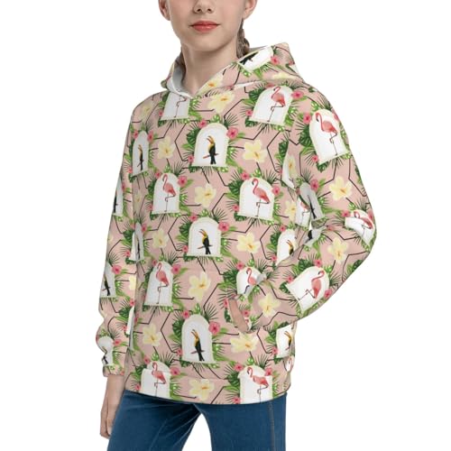 Flamingo and Toucan Kid Hoodies Boys Sweatshirts Girls Pullover with Pocket2
