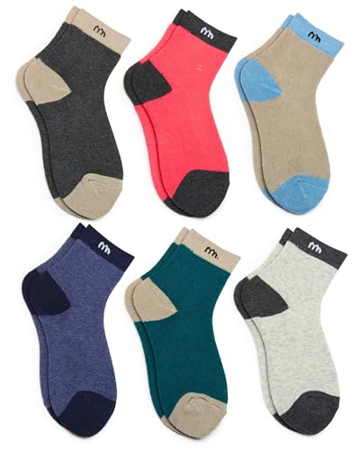 Image of Neska Moda Boys & Girls Pack Of 6 Pair Terry Cotton Socks (Red,Beige,Green,Blue,Grey)-SK1212