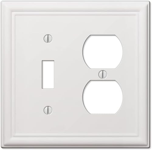 Amerelle 149TDW Chelsea - Placa de pared, 1 palanca1 dúplex, acero, blanco, paquete de 1