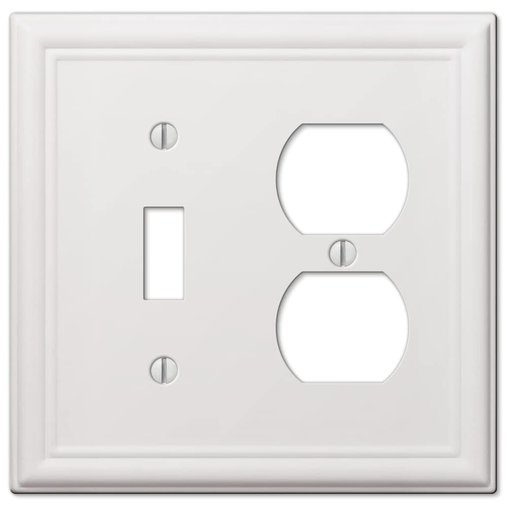 Amerelle 149TDW Chelsea Wallplate, 1 Toggle / 1 Duplex, Steel, White, 1-Pack
