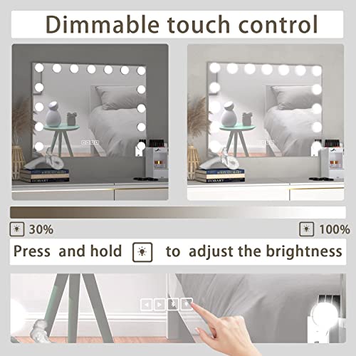 Manocorro Vanity Mirror With Bluetooth Speaker And Lights, Hollywood Makeup Mirror, Large Vanity Lighted Mirror With 18 Led Bulbs, 3 Color Modes, Usb Port, Tabletop Or Wall-Mounted, 31.5X22.8 Inch #TOP5