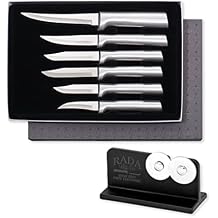 Rada Cutlery All-Star Paring Gift Set S52 with Quick Edge Sharpener R119, 6-Piece Knife Set and Knife Sharpener, Stainless Steel Blades, Silver Handle