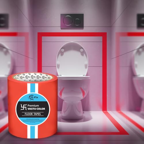Image of D-fix Vastu Color Floor Tapes | 4 Inch Wide, 25M Each | Red | Vastu Dosh Remedy, Vastu Correction for WC, Toilet, Entrance, Home & Office (1 Rolls Pack)