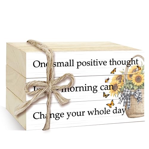 wenhihsiy 3 Pcs Decorative Books for Home Decor, Mini Faux Books Decoration, Sunflower Wooden Books Tiered Tray Decor, Stacked Books for Decorating Living Room Coffee Tables Bookshelf Fireplace?03?