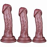 Soarvlorfy Groß XXL Realistischer Silikon Dildos mit Echten Venen und Starkem Saugnapf Dicker Analdildo Penis Plug G-Punkt Stimulator Anal Dildo Sex Spielzeug für die Frauen Männer Paare,Braun,S