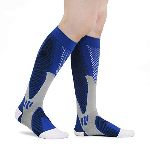 Review Product Didakay Compression Socks for Men & Women, Running, Diabetic,Pregnancy Blue L/XL