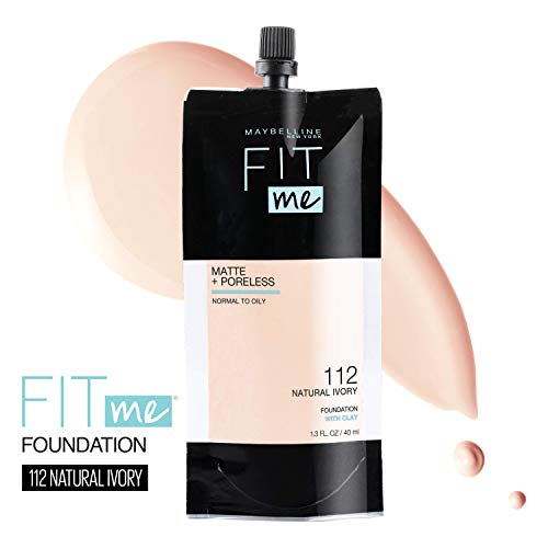 Maybelline New York Fit Me Matte + Poreless Liquid Foundation, Pouch Format, 112 Natural Ivory, 1.3 Ounce #TOP1