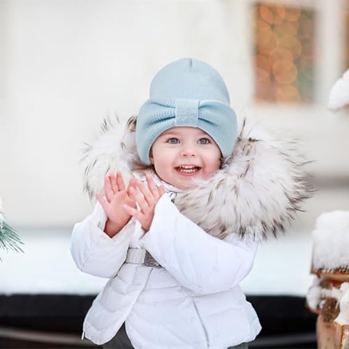 Century Star Baby Girls Winter Cuffed Beanie Soft Toddler Knit Hats for Infant Kids with Cute Bow2