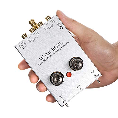 Nobsound Little Bear T7 Vacumn Tube Mini Phono Stage Riaa Mm Turntable Preamp & Hifi Tube Pre-Amplifier (Silver) #TOP2