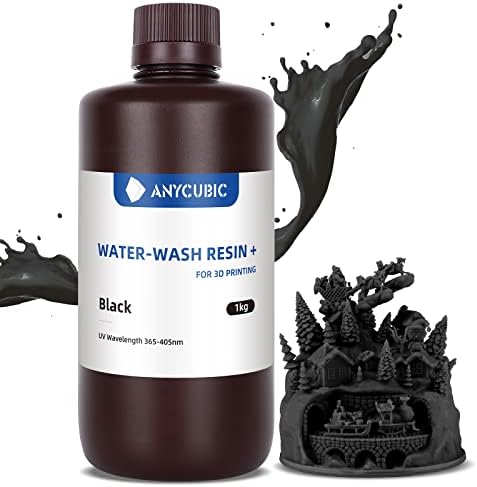 ANYCUBIC Upgraded Water Washable 3D Printer Resin, 405nm LCD UV-Curing Photopolymer Resin with High Precision and Low Shrinkage for 8K Capable LCD/DLP/SLA 3D Printing(Grey,1kg)