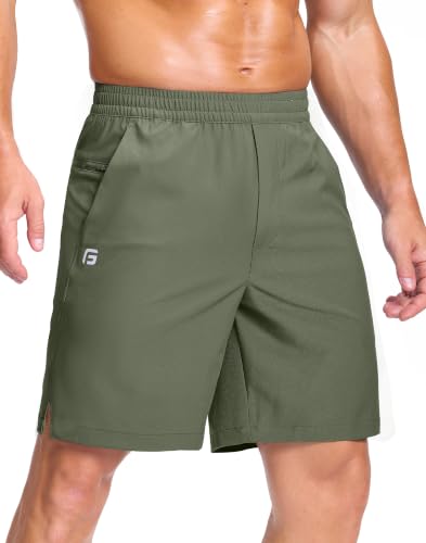 Image of GGJ Men's Lightweight Athletic Shorts with 2 Zipper Pockets 7 inch /9 inch /5 inch Gym Workout Running Quick Dry Tennis Shorts for Men