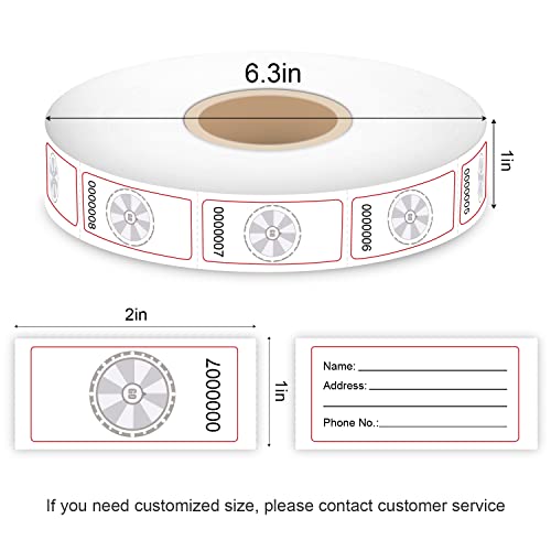 Batrical 2"X1" Single Raffle Tickets Roll 2000Pcs #TOP2