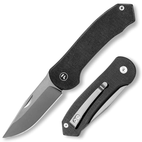 FUJUNI 7,25 cm Cuchillo Plegable,Navaja Pequeña en Acero VG10 y Mango G10, Navaja de Bolsillo, Rodamientos Cerámicos,Navaja Plegable,Clip Para Cinturón,Negro