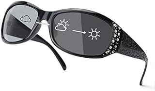IGnaef Rhinestone Women's Photochromic Sunglasses with Polarized Lens, UV400 Protection Anti-Glare Vintage Sun Glasses for Outdoor