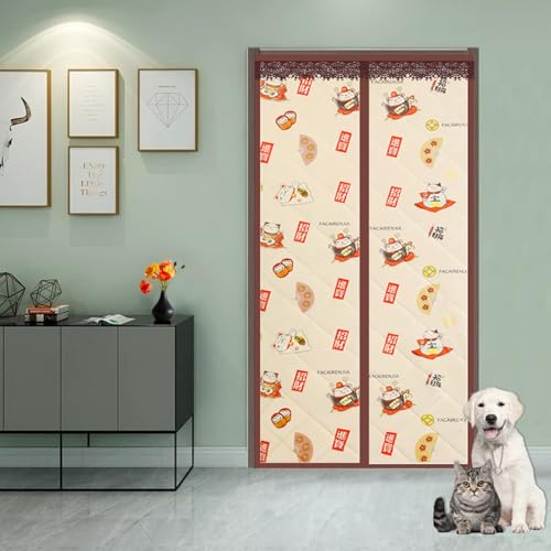 Isolant thermique porte 210x210 rideau coupe-vent épais jaune avec moustiquaire